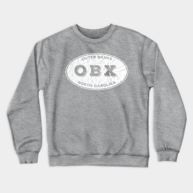 OBX Oval in White Distressed Crewneck Sweatshirt by YOPD Artist